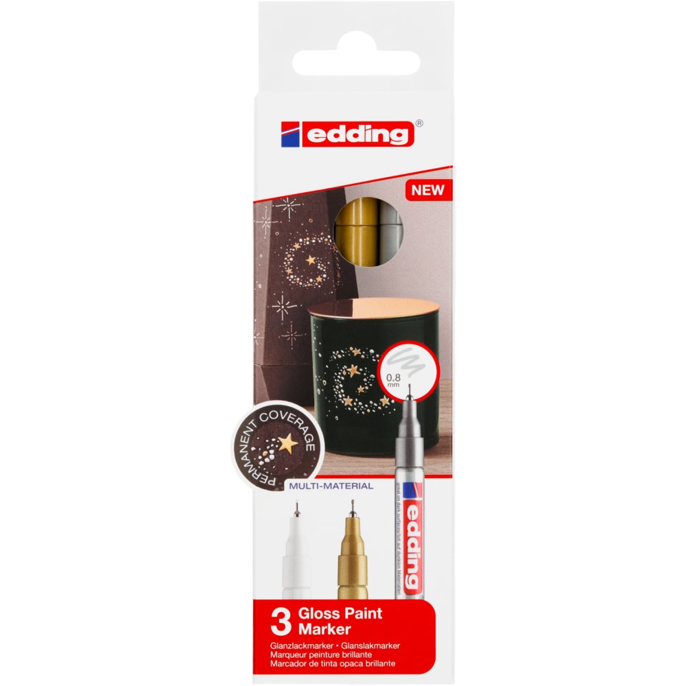 edding 780 gloss paint marker set of 3 assorted metallic