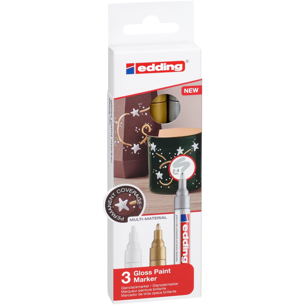 edding 750 gloss paint marker set of 3 assorted metallic