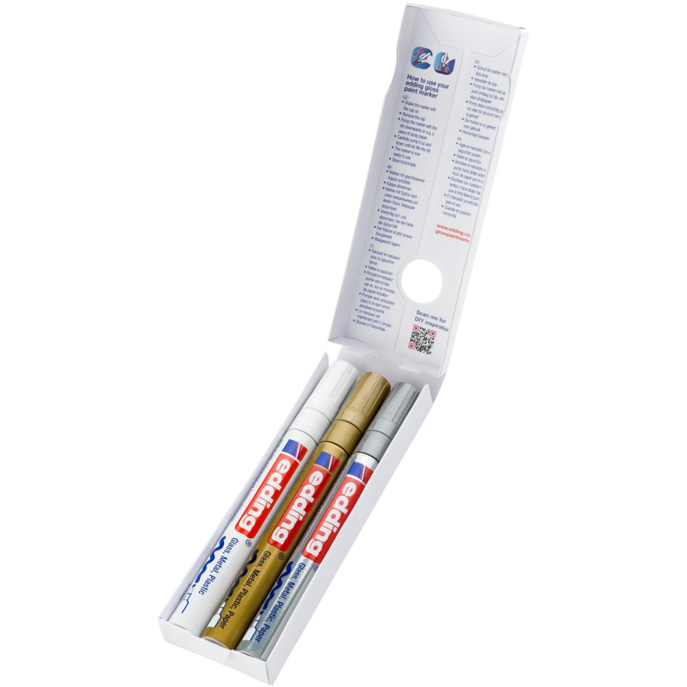 edding 750 gloss paint marker set of 3 assorted metallic