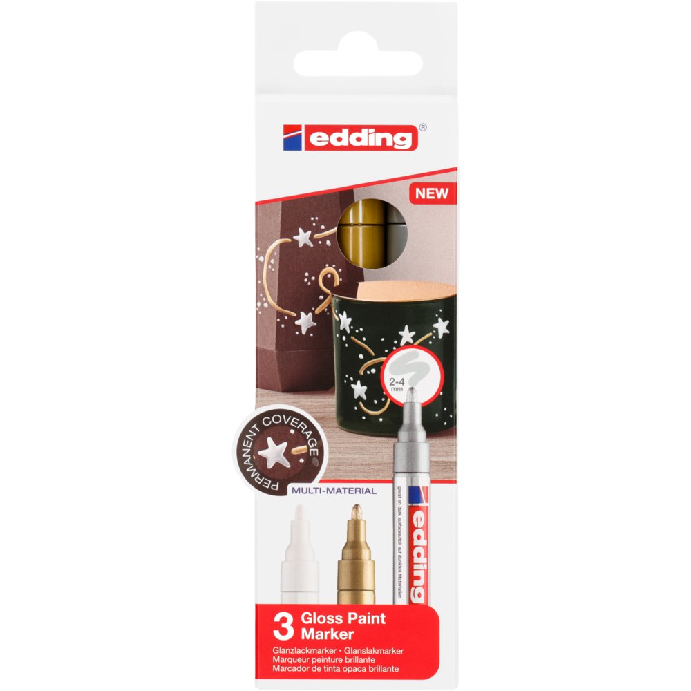 edding 750 gloss paint marker set of 3 assorted metallic