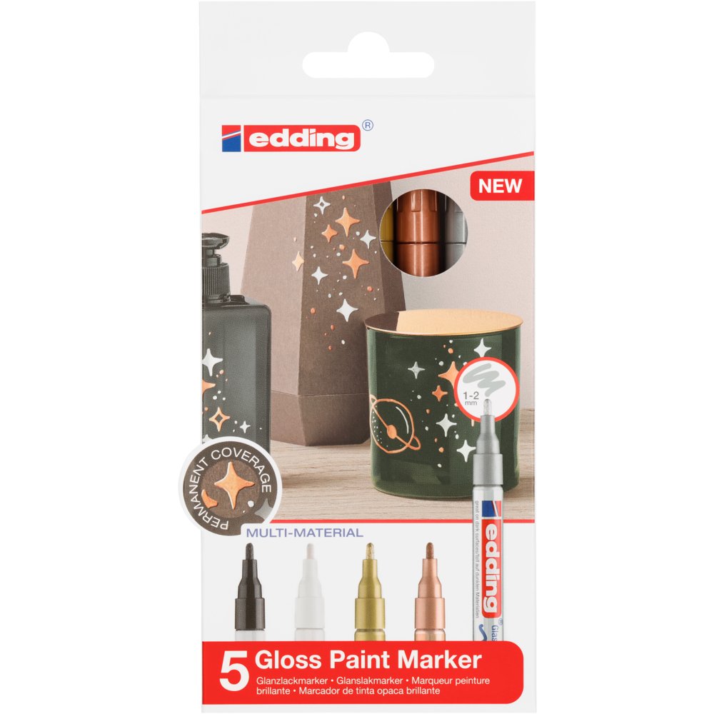 edding 751 gloss paint marker set of 5 assorted metallic