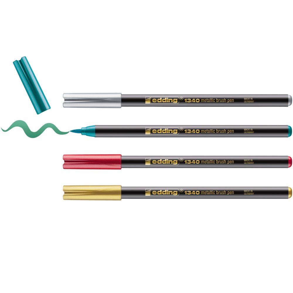 edding 1340 metallic brush pen set of 4 assorted Xmas