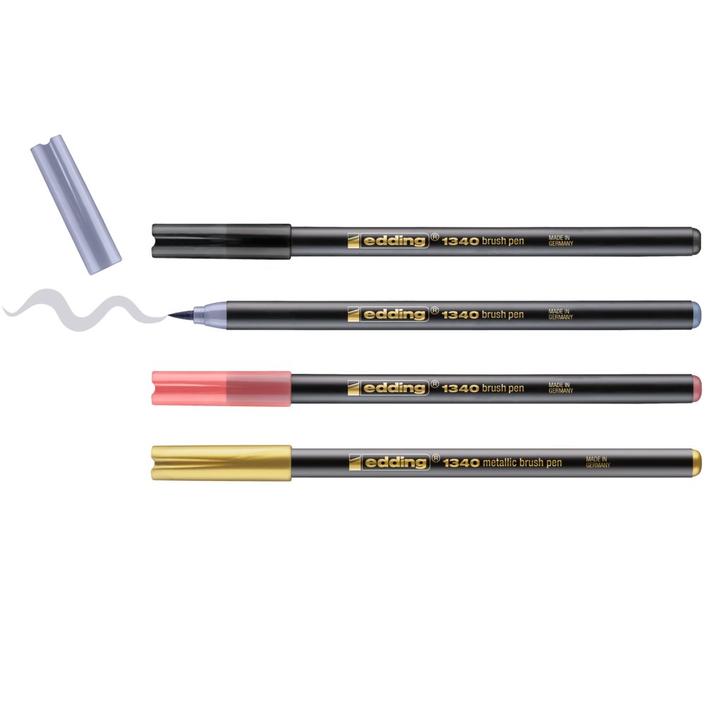 edding 1340 metallic brush pen set of 4 assorted Xmas