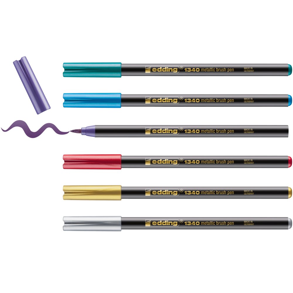 edding 1340 metallic brush pen set of 6 assorted