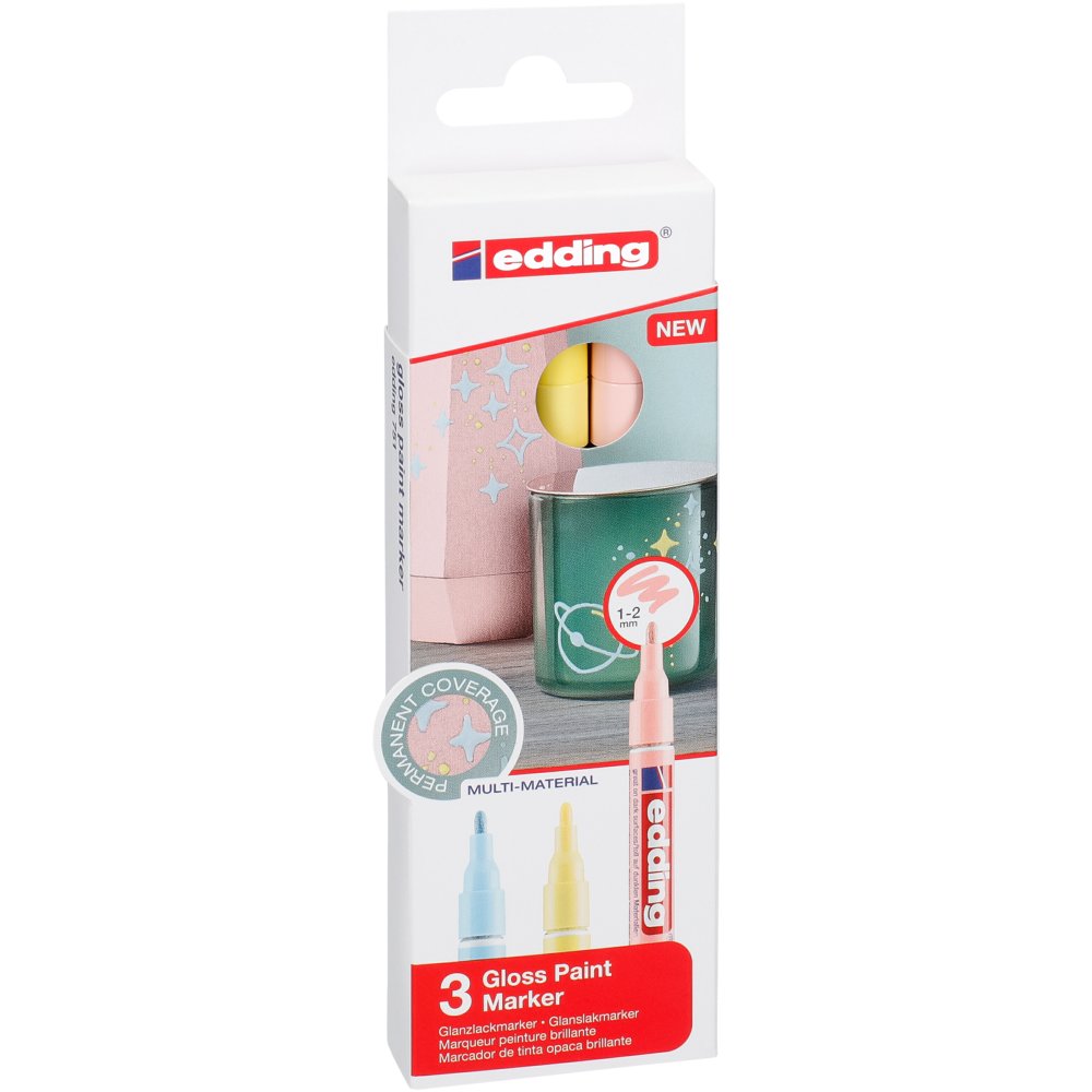 edding 751 gloss paint marker set of 3 assorted pastel