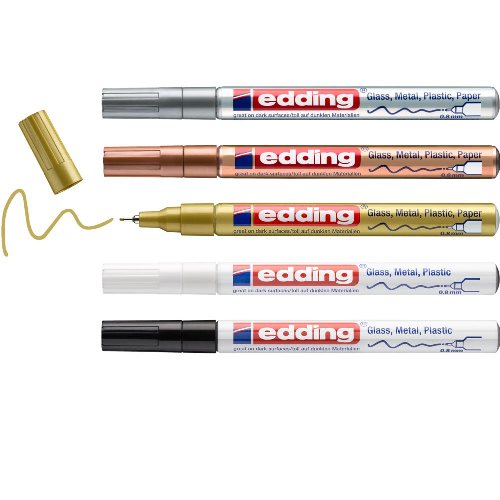 edding 780 gloss paint marker set of 5 assorted metallic basic