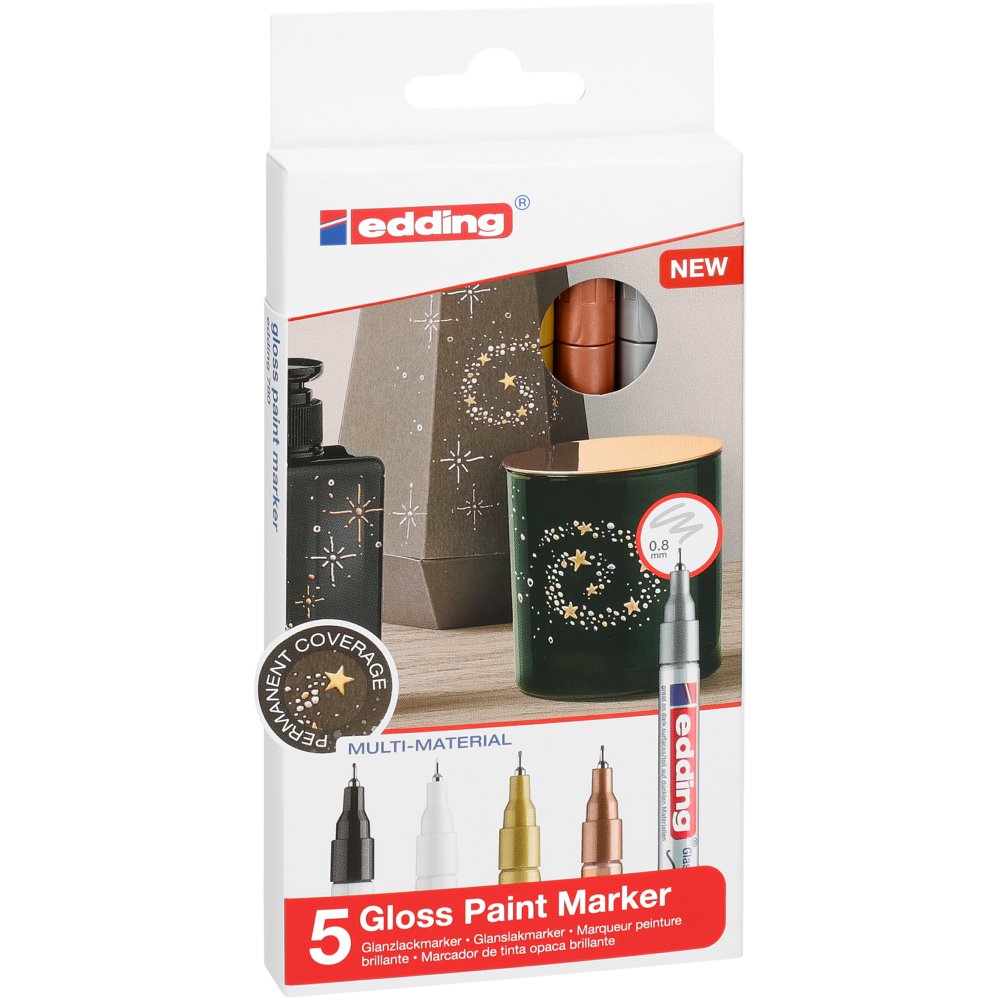 edding 780 gloss paint marker set of 5 assorted metallic basic