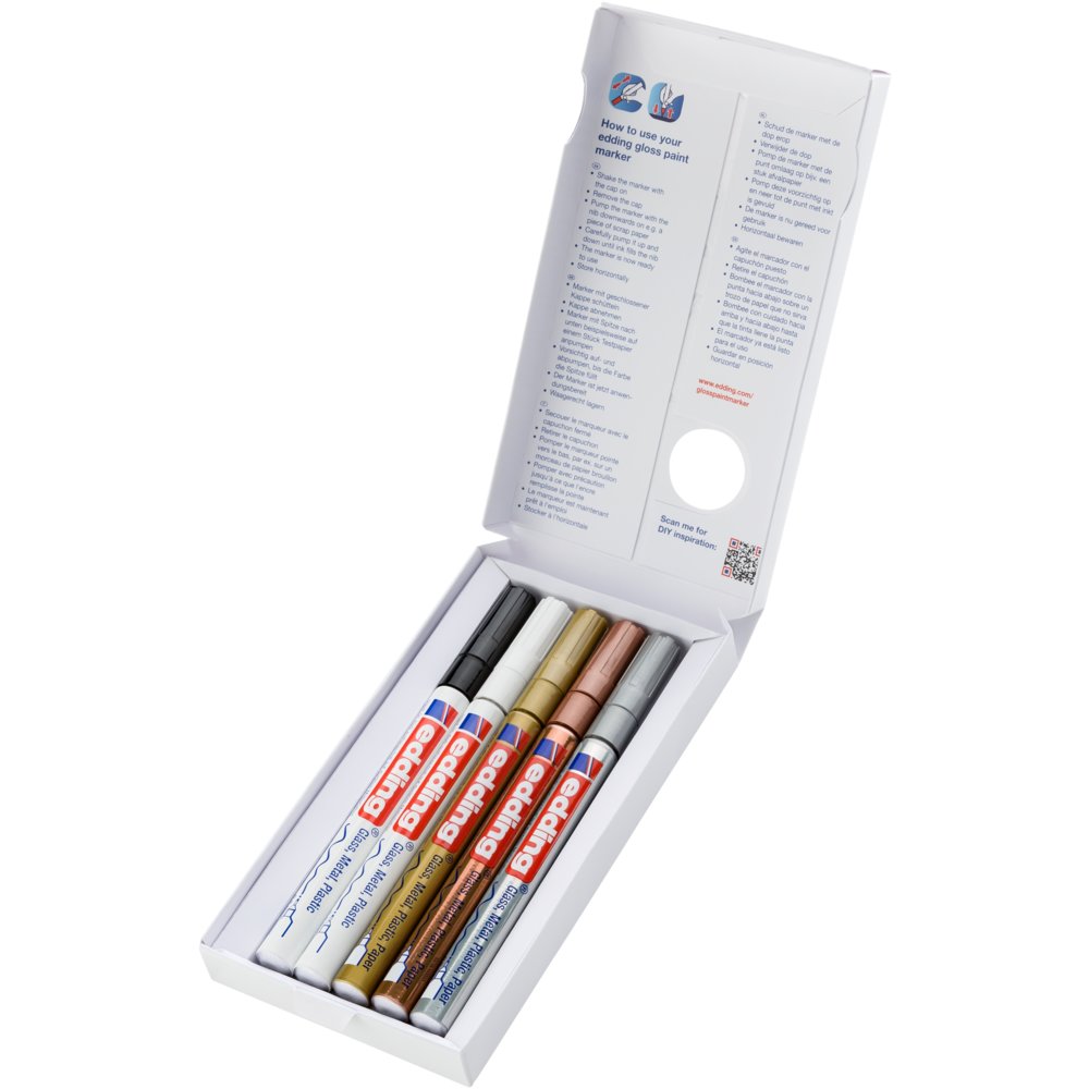 edding 780 gloss paint marker set of 5 assorted metallic basic