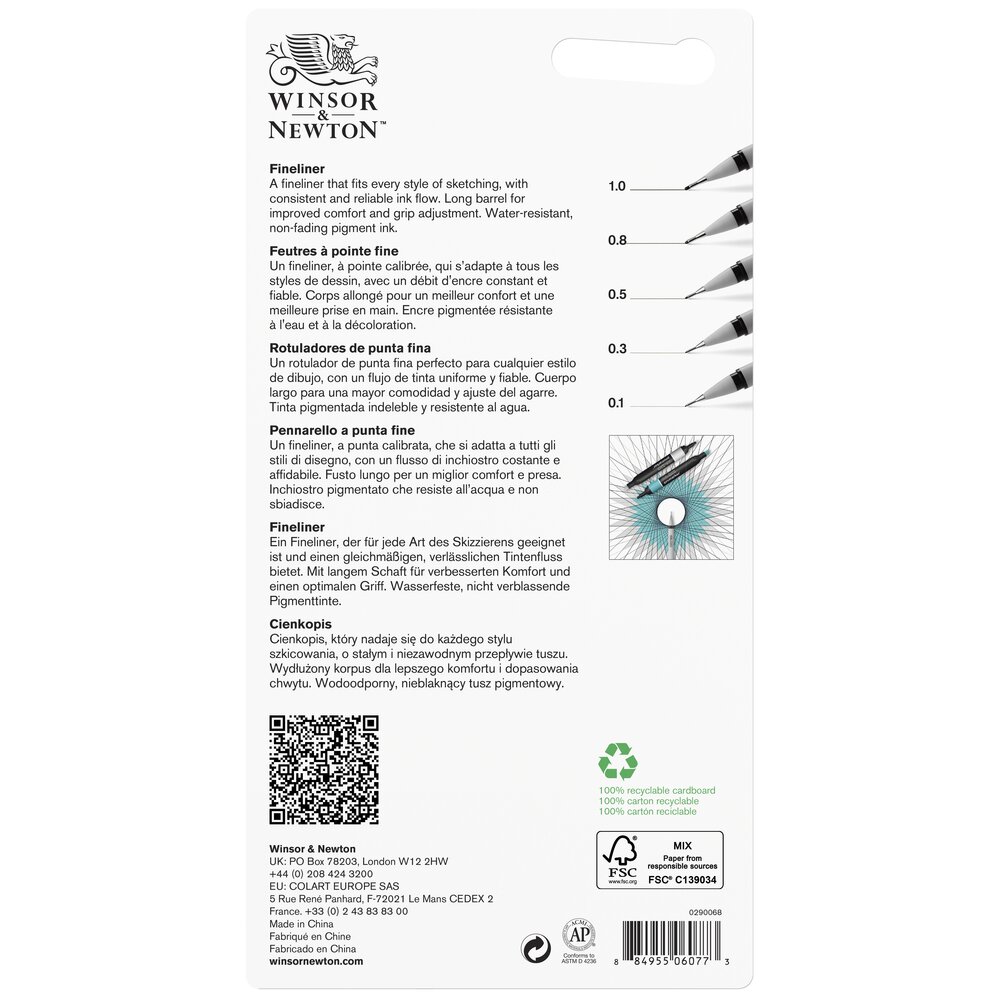 Winsor & Newton Fineliner Black Assortment Set