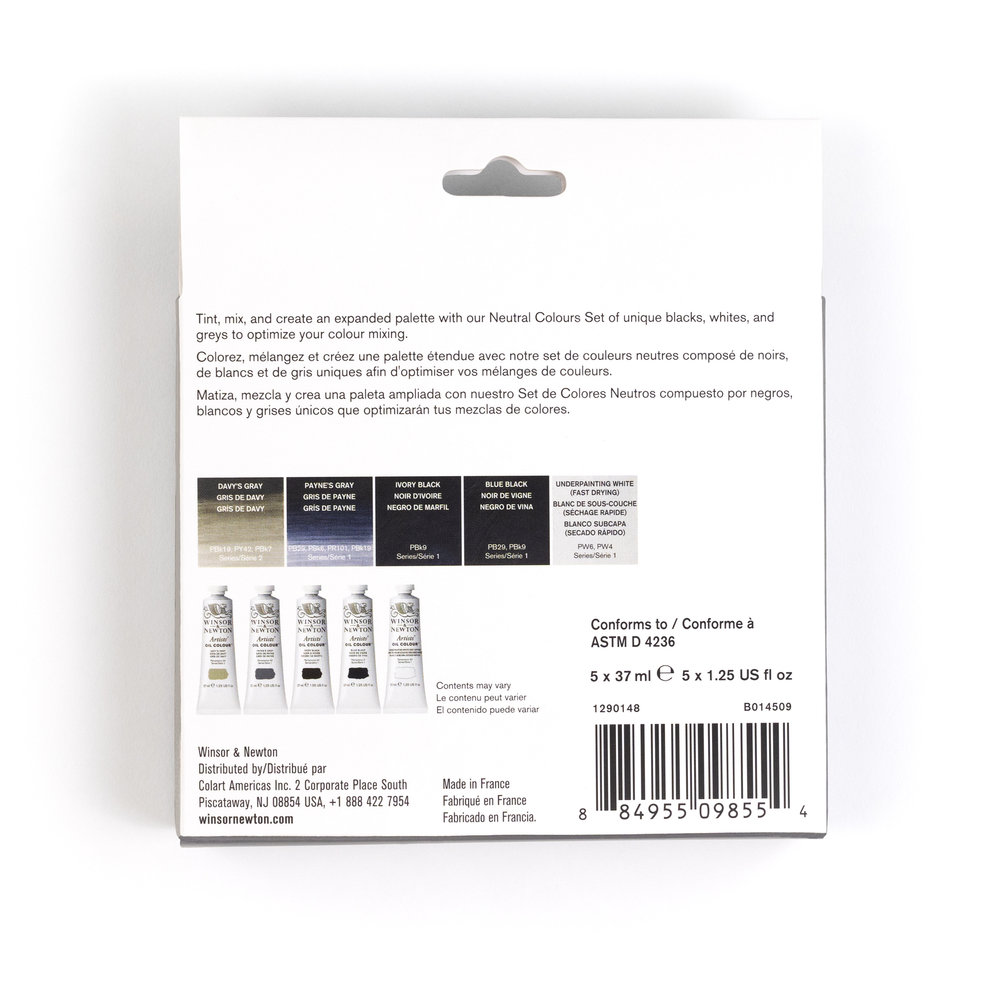 Winsor & Newton Artists' Oil Colour Neutral Set 5x37ml Tubes