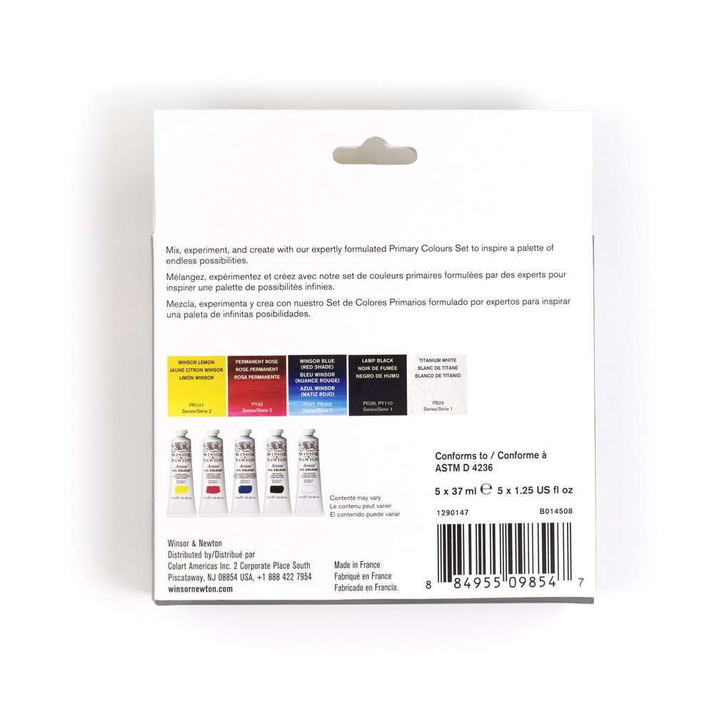 Winsor & Newton Artists' Oil Colour Primary Set 5x37ml Tubes