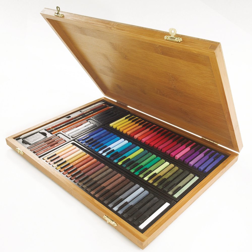 Conté à Paris Bamboo Box Colour carrés assorted x 48 + Accessories