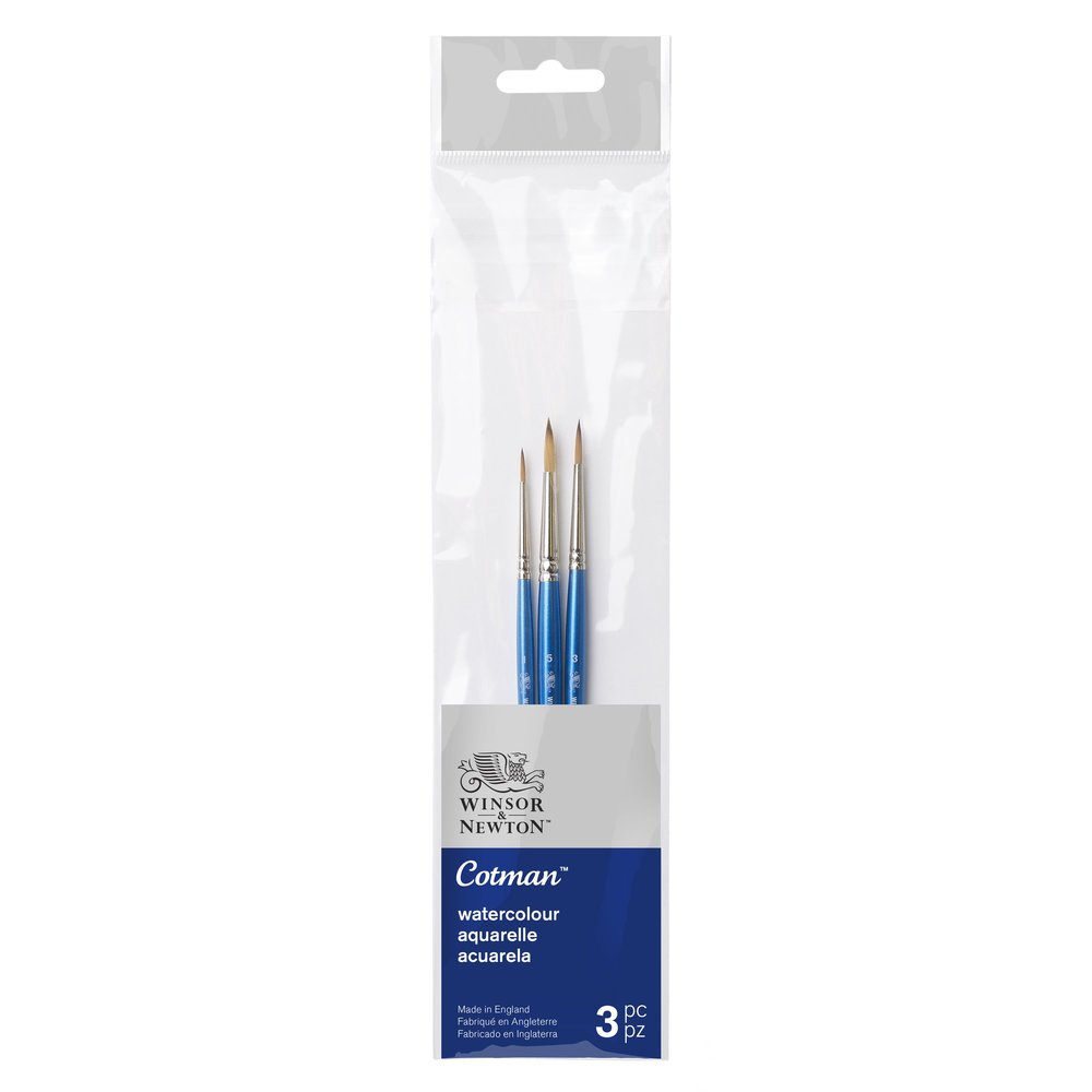Winsor & Newton Cotman Brush Short Handle Pack of 3 - V1