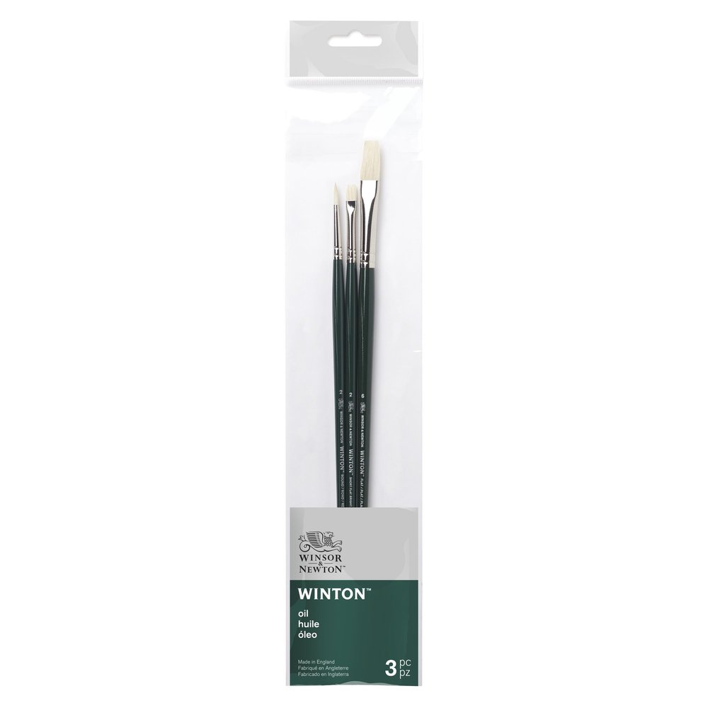 Winsor & Newton Winton Brush Long Handle Pack of 3 - Set 2