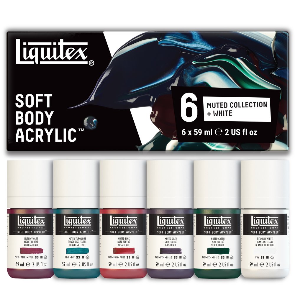 Liquitex Professional Soft Body Acrylic Set - 6x59ml - Muted Collection + White