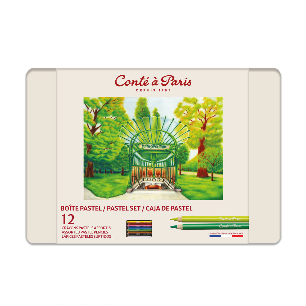 Conté à Paris Pastel pencil assorted set x 12 metal tin
