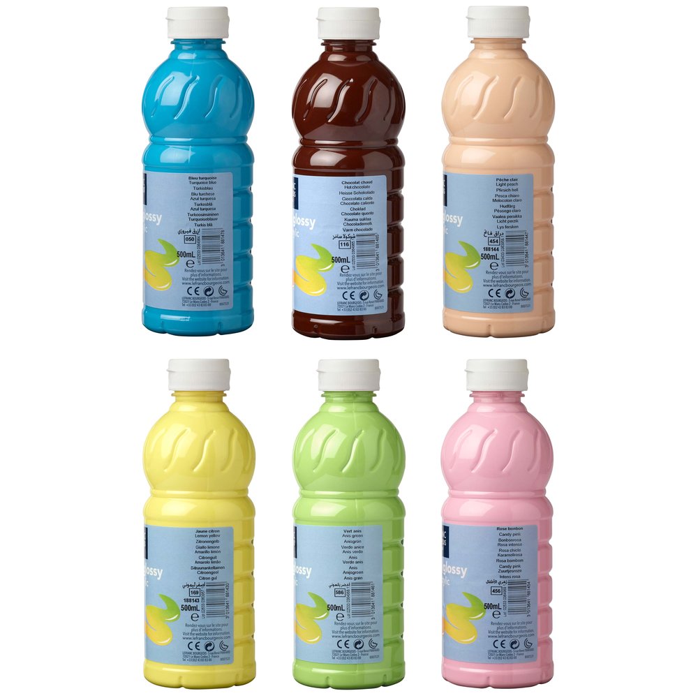 Lefranc Bourgeois Education Assortiment Acrylique Glossy Vitamine 6x500ml