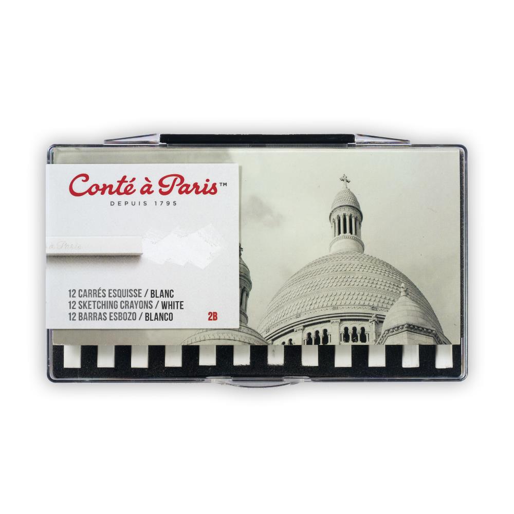 Conté à Paris Kunststofdoosje Carre Schetskrijtjes 12 Blanc 2B