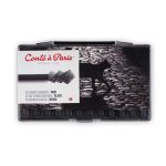 Conté à Paris Kunststofdoosje Carre Schetskrijtjes 12 Noir 2B