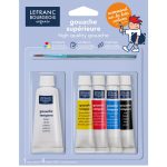 Lefranc Bourgeois Gouache Education Set Kartondoosje 4 Tubes 10ml + Wit 20ml + Penseel