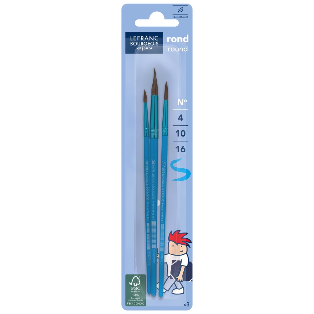 Lefranc Bourgeois Education Ponyhaar Penselen Set Rond N° 4/10/16