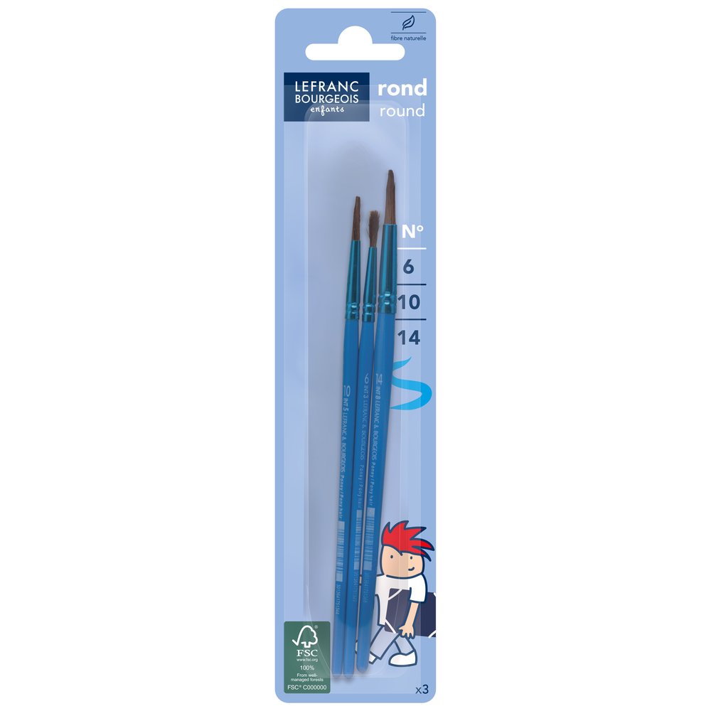 Lefranc Bourgeois Education Ponyhaar Penselen Set Rond N° 6/10/14