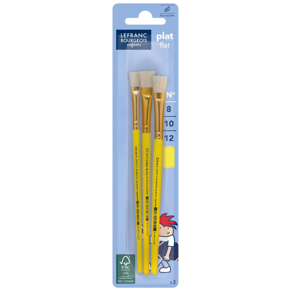 Lefranc Bourgeois Education Set 3 Varkenshaar Penselen Plat N° 8/10/12
