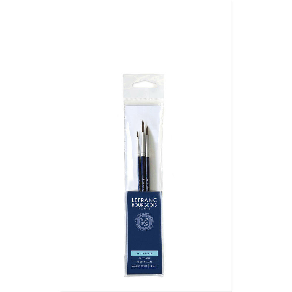 Lefranc Bourgeois Aquarel Penselenset Petit Gris x3 Eekhoornhaar Rond N°2/6/10 Korte Steel