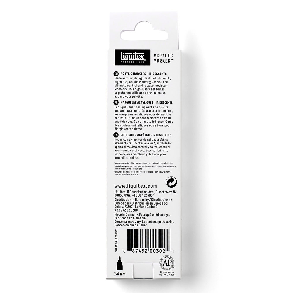 Liquitex Professional Acrylic Paint Marker Iridescent Fine Set - 3 Markers 2mm