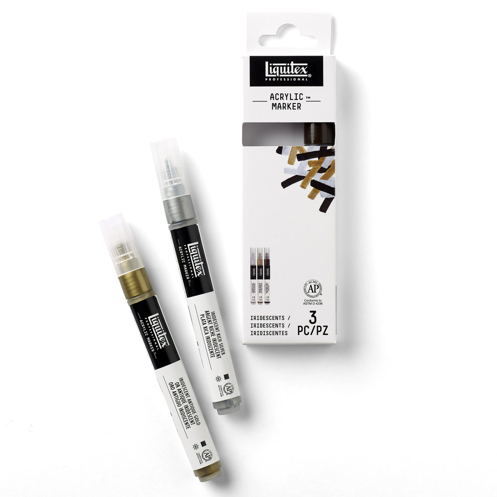 Liquitex Professional Acrylic Paint Marker Iridescent Fine Set - 3 Markers 2mm