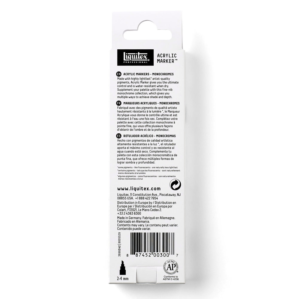 Liquitex Professional Acrylic Paint Marker Monochrome Fine Set - 3 Markers 2mm