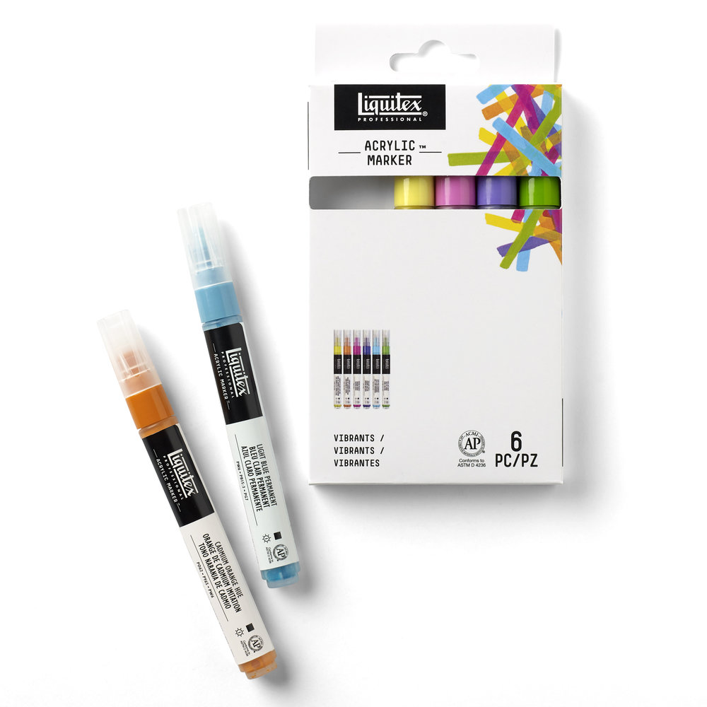 Liquitex Professional Acrylic Paint Marker Vibrant Fine Set - 6 Markers 2mm