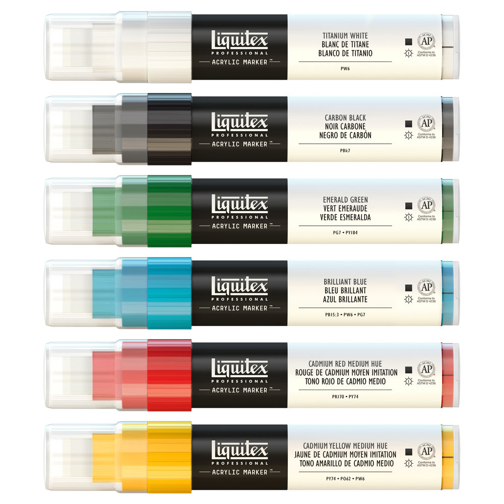 Liquitex Professional Acrylic Paint Marker Classic Wide Set - 6 Markers 15mm