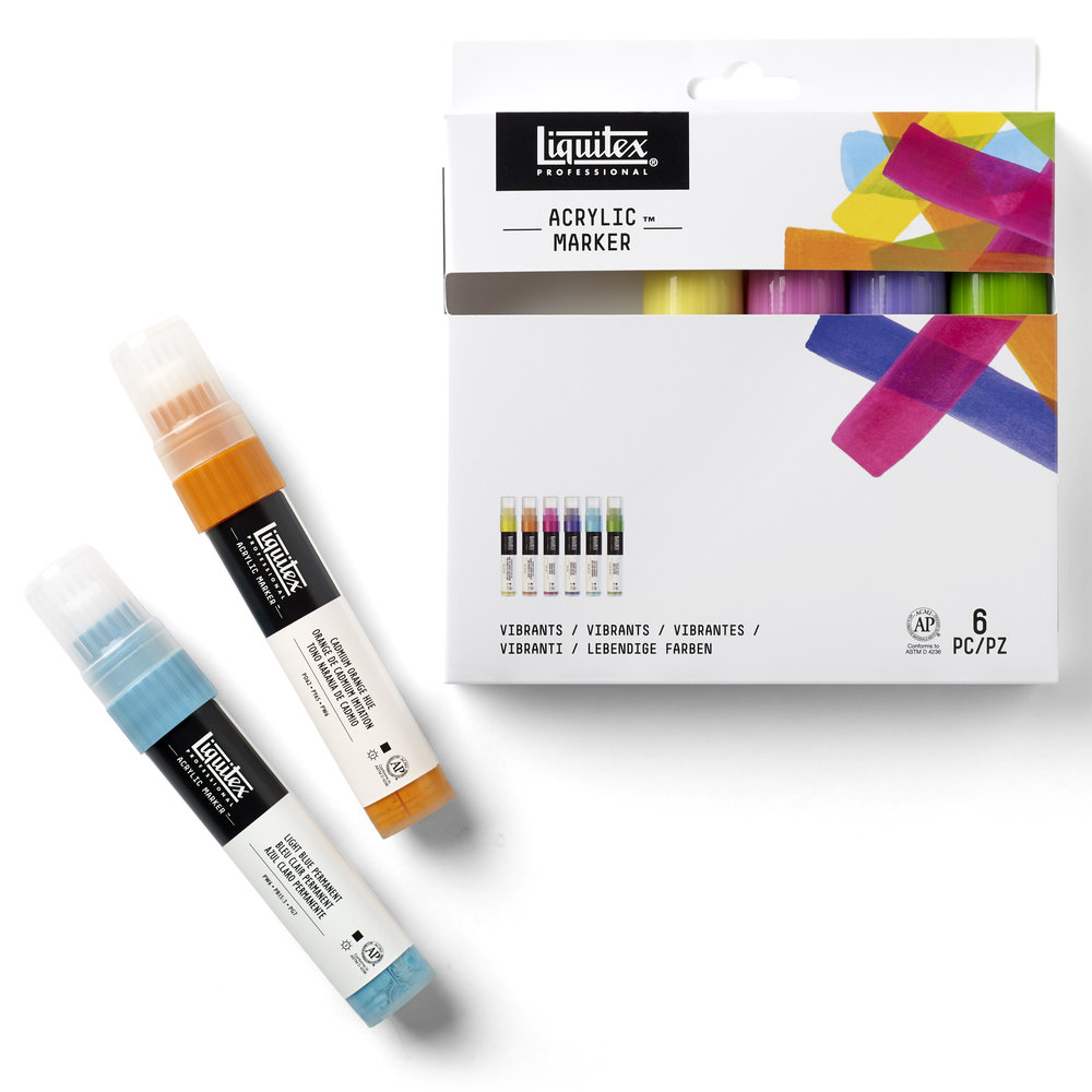 Liquitex Professional Acrylic Paint Marker Vibrant Wide Set - 6 Markers 15mm