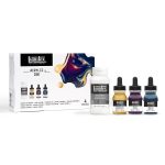 Liquitex Professional Acrylic Ink Pouring Medium Met Donkere Kleuren Set 3x30ml & Pouring Medium 118ml