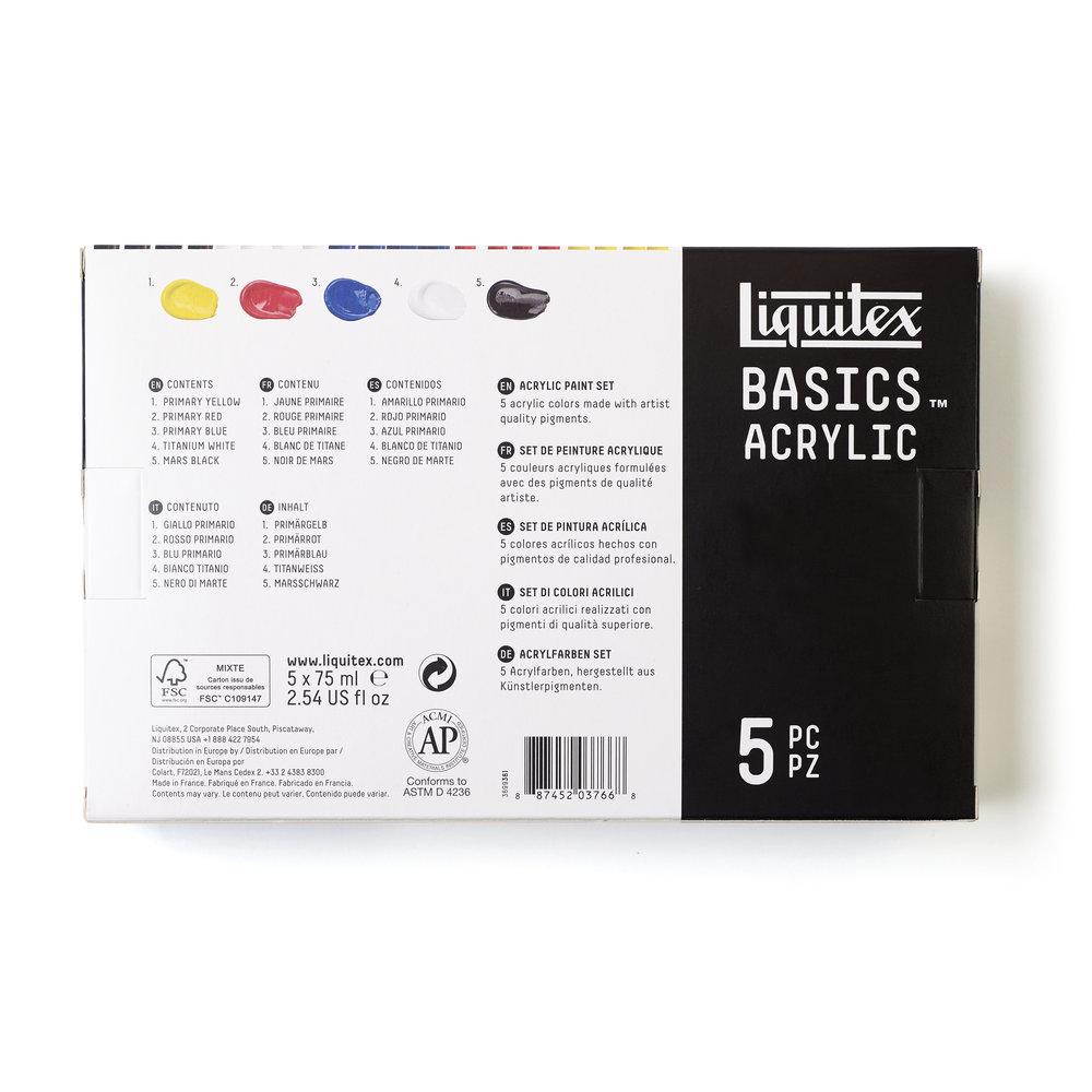 Liquitex Basics Acrylic Colour Set 5x75ml