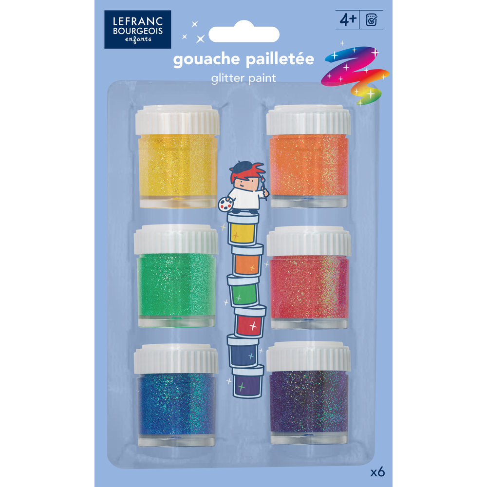 Lefranc Bourgeois Education Gouache Glitter Gel Set 6 Potjes 22ml