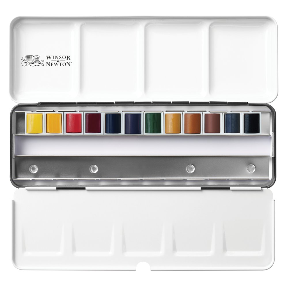 Winsor & Newton Professional Watercolour Black Box 12 Halve Napjes (Plaats Voor 24)