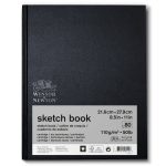 Winsor & Newton Schetsboek, Gebonden, Zwarte Kaft, Micro Perf., 110 Gr 22.9x30.5cm 80 Vel