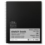 Winsor & Newton Schetsboek, Spiraalbinding, Zwarte Kaft, Micro Perf., 110 Gr 27.9x35.6cm 80 Vel