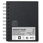 Winsor & Newton Schetsboek, Spiraalbinding, Zwarte Kaft, Micro Perf., 170 Gr A6 50 Vel