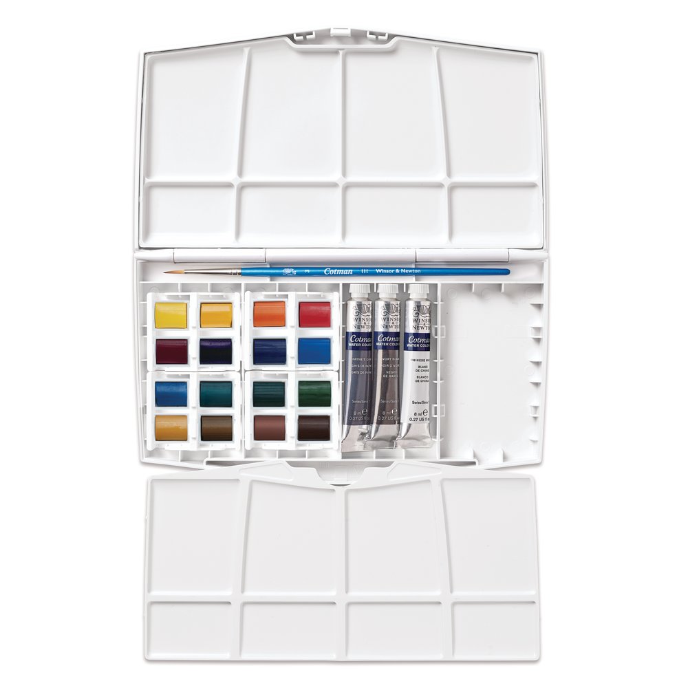 Winsor & Newton Cotman Water Colour Painting Plus Set 16 Halve Napjes + 3 Tubes 8 ml