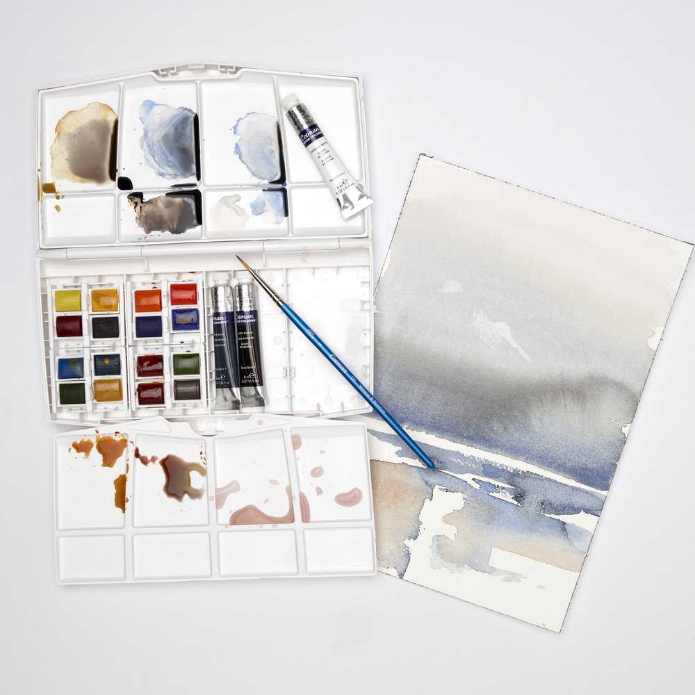 Winsor & Newton Cotman Water Colour Painting Plus Set 16 Halve Napjes + 3 Tubes 8 ml