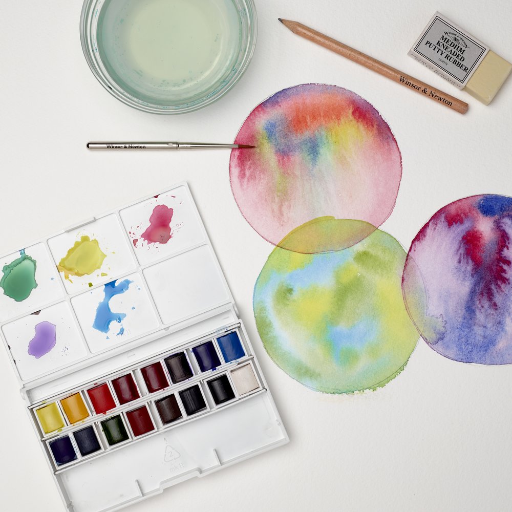 Winsor & Newton Aquarelle Cotman Water Colour Sketcher Deluxe Set 16 Halve Napjes - Potlood En Kneedgom