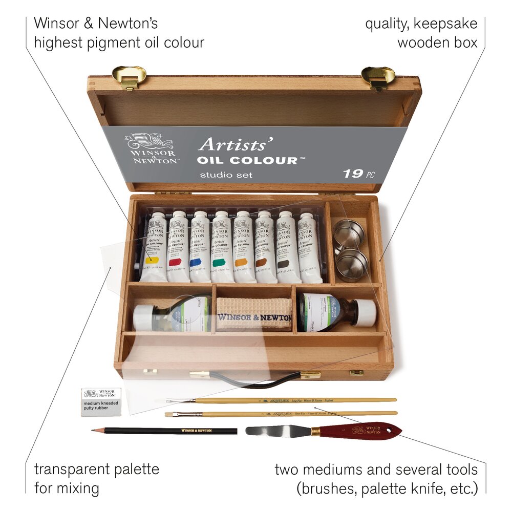 Winsor & Newton Artists' Oil Colour Set In Bamboe Kist