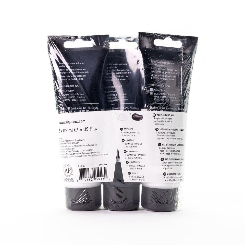 Liquitex Basics Acrylic Colour Set 3x118ml Monovhrome Kleuren