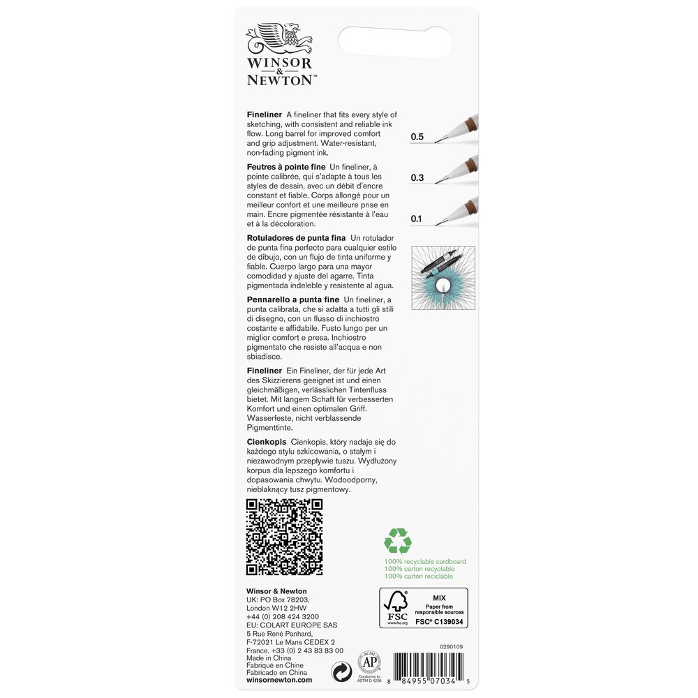 Winsor & Newton Fineliner Sepia Setx3 Assorti