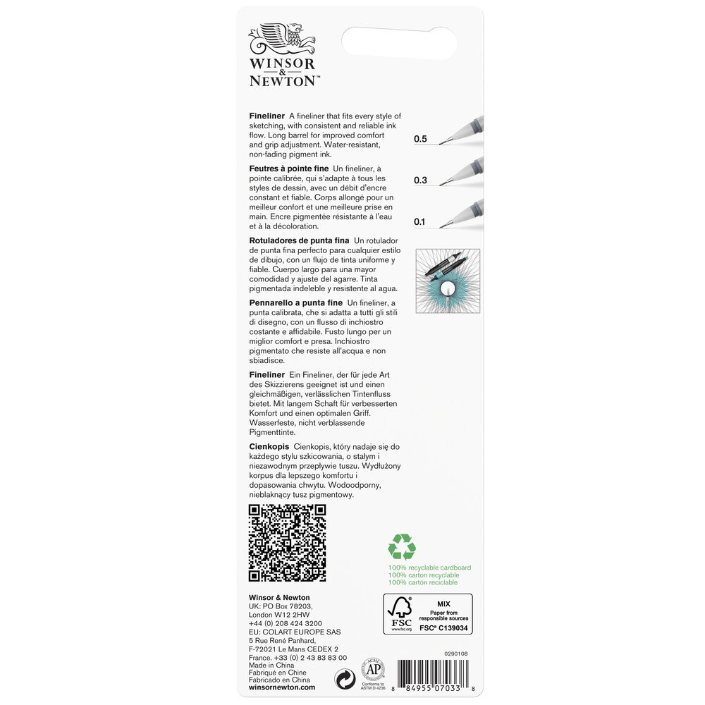 Winsor & Newton Fineliner Grijs Setx3 Assorti