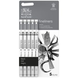 Winsor & Newton Zwarte Fineliner Blister Set x5 Assorti