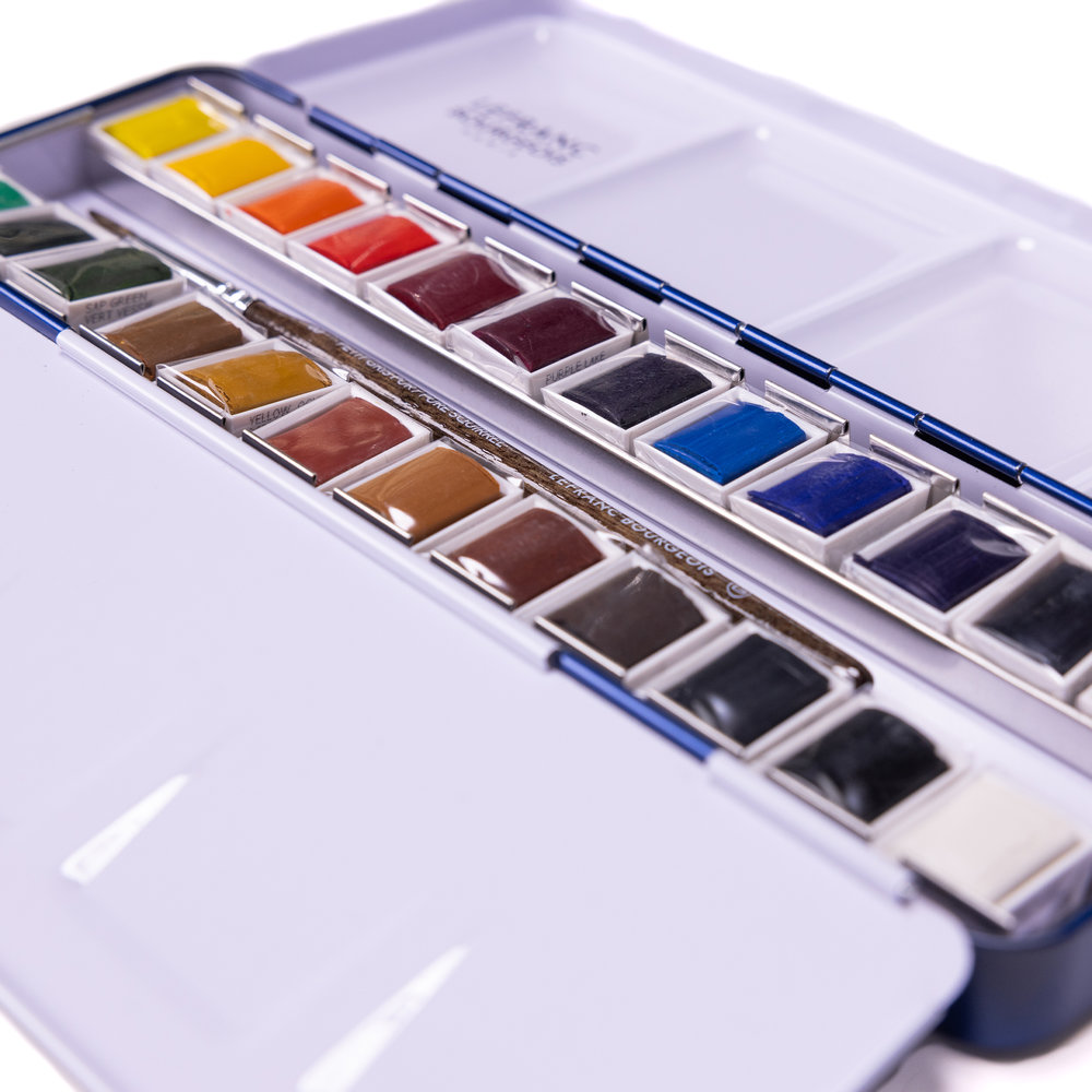 Lefranc Bourgeois Fine Watercolour Set 24 Halve Pans